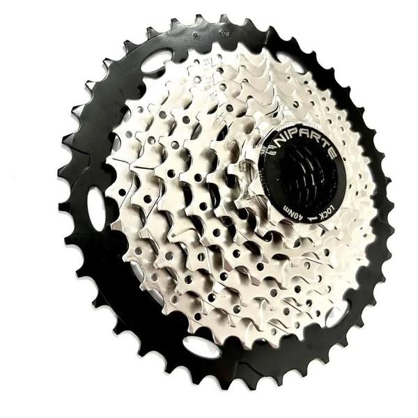 Pinhoes de rodas livres com 11/40t, 8v, index, np, cassete - Niparte Imagem de Pinhoes de rodas livres com 11/40t, 8v, index, np, cassete