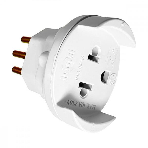 Imagem de Pino Adaptador Ilumi Universal 2 Polos+Terra 10A. Branco - 1211Pct - Kit C/10 Peças