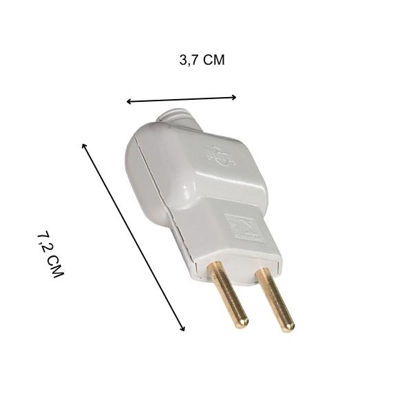 Imagem de Pino Adaptador Macho Tomada Ilumi 10A Amperes 2 Pinos 2P - Cinza