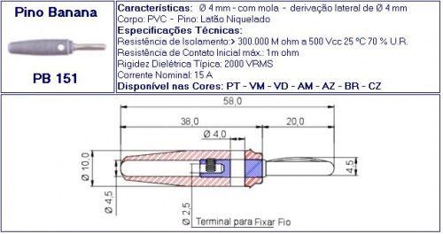 Imagem de Pino Banana Vermelho 4mm - PB151 - B.B.C