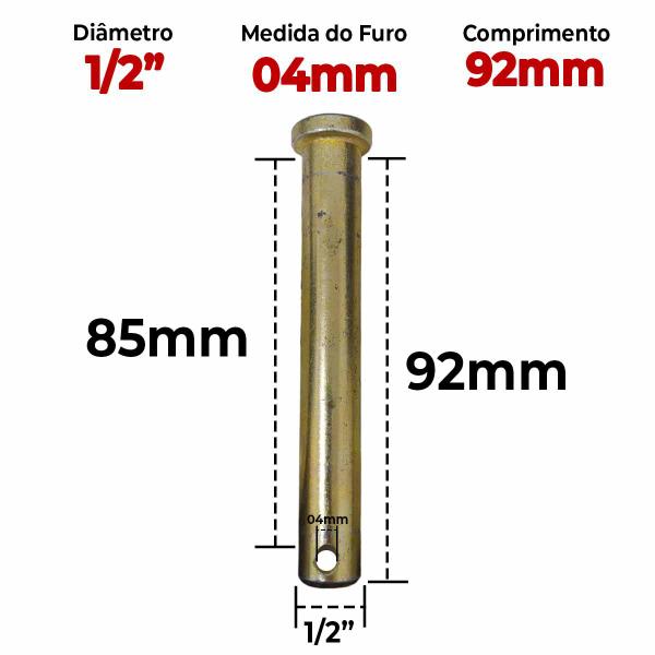 Imagem de Pino Liso Fixador Agricola com Furo e Cupilha 1/2 X 92mm