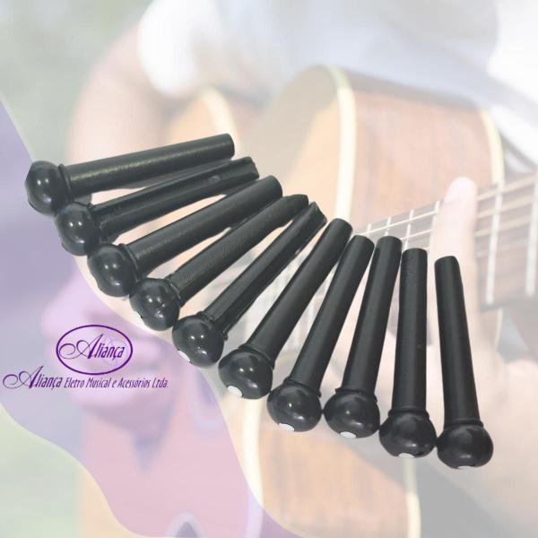 Imagem de Pino Mxt Preto para Violão Folk Corda de Aço Kit com 10