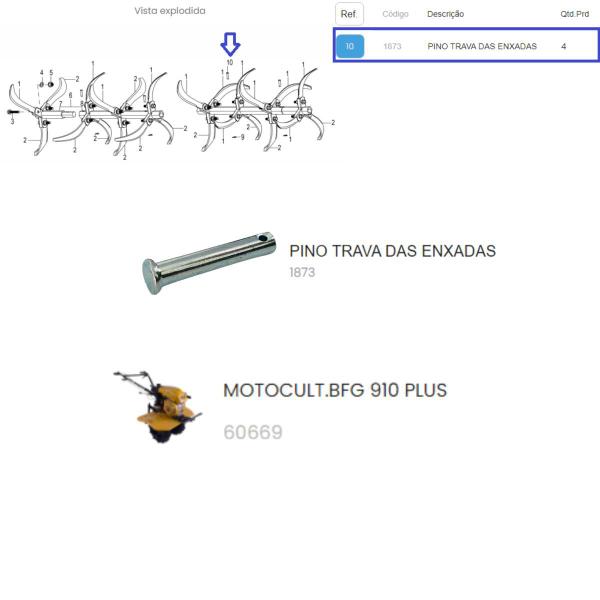 Imagem de Pino Trava das Enxadas P/ Motocultivador BFG 910 Plus Branco