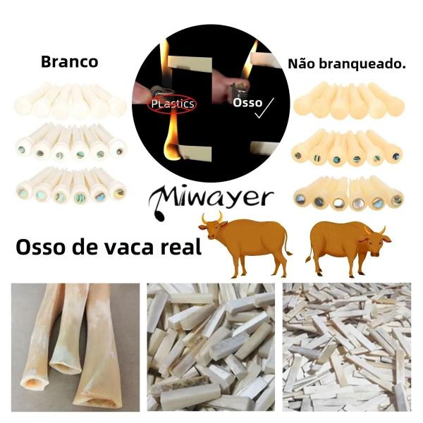 Imagem de Pinos de Ponte para Guitarra Acústica (6 Peças) - Osso de Vaca, Ébano e Madeira