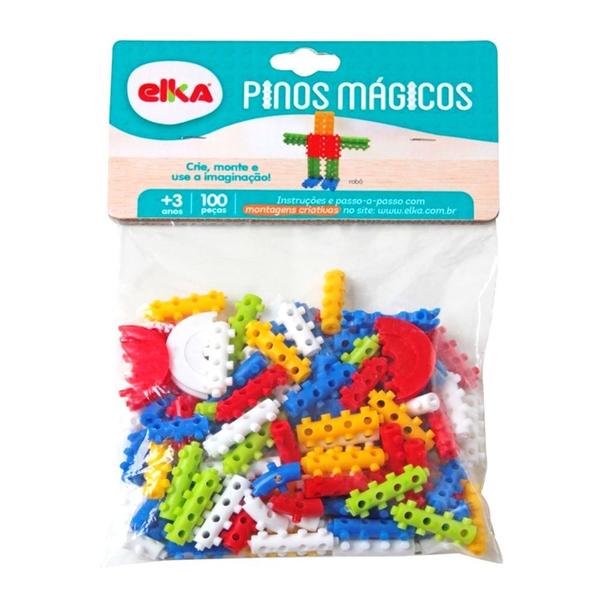 Pinos Mágicos 100 Peças Para Montar Brinquedo Didático - Elka Brinquedos Imagem de Pinos Mágicos 100 Peças Para Montar Brinquedo Didático - Elka Brinquedos