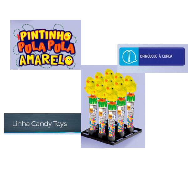 Imagem de Pintinho Pula Pula Amarelo com Balinhas Display 9 Unidades