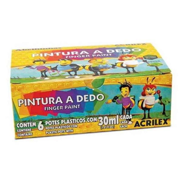 Pintura Dedo 6 Cores 30ml Acrilex Imagem de Pintura Dedo 6 Cores 30ml Acrilex