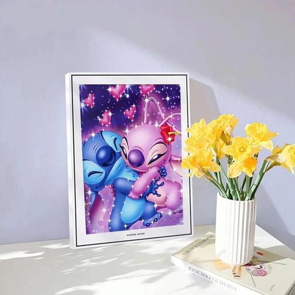 Imagem de Pintura Diamante Lilo e Stitch Disney - Mosaico Full Round 30x40cm - Presente para Crianças