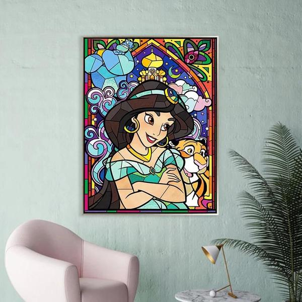 Imagem de Pintura em Diamante Disney Princesa - Cinderela, Branca de Neve, Jasmine, Rapunzel e Ariel