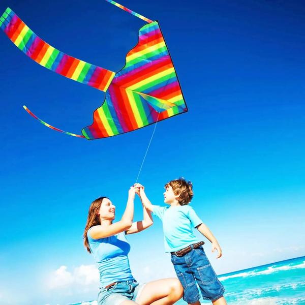 Pipa Arco-Íris para Crianças com Alça e Corda - Brinquedo de Praia e Atividades ao Ar Livre Imagem de Pipa Arco-Íris para Crianças com Alça e Corda - Brinquedo de Praia e Atividades ao Ar Livre