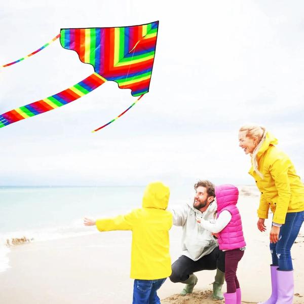 Pipa Arco-Íris para Crianças com Alça e Corda - Brinquedo de Praia e Atividades ao Ar Livre Imagem de Pipa Arco-Íris para Crianças com Alça e Corda - Brinquedo de Praia e Atividades ao Ar Livre