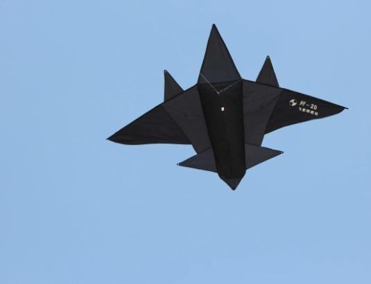 Imagem de Pipa Formato Avião Preto 3d Poliéster Com Linha