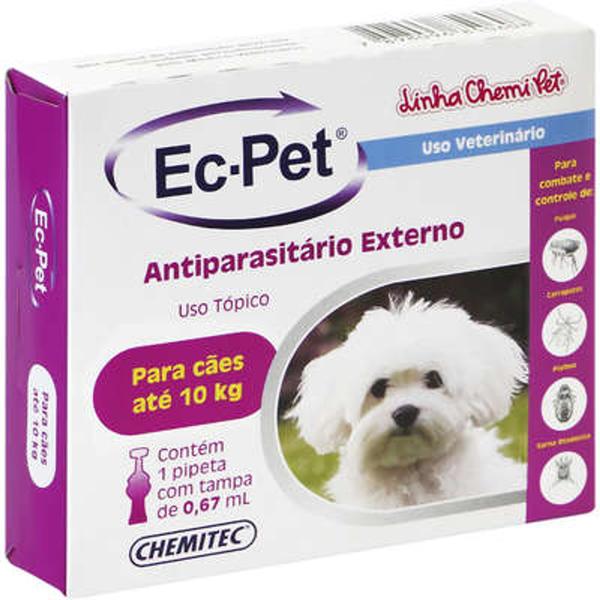 Imagem de Pipeta Chemitec Ec-Pet Antiparasitario externo Antipulgas Cães 1 kg a 10 kg