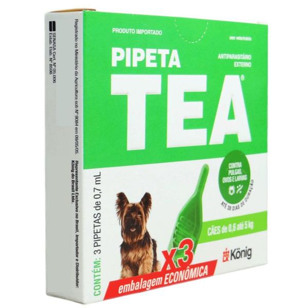 Imagem de Pipeta Tea 0,7ml Antiparasitário Contra Pulgas P/ Cães de 0,6 até 5 KgC/ 3 unid. Kit C/ 10 Cxs