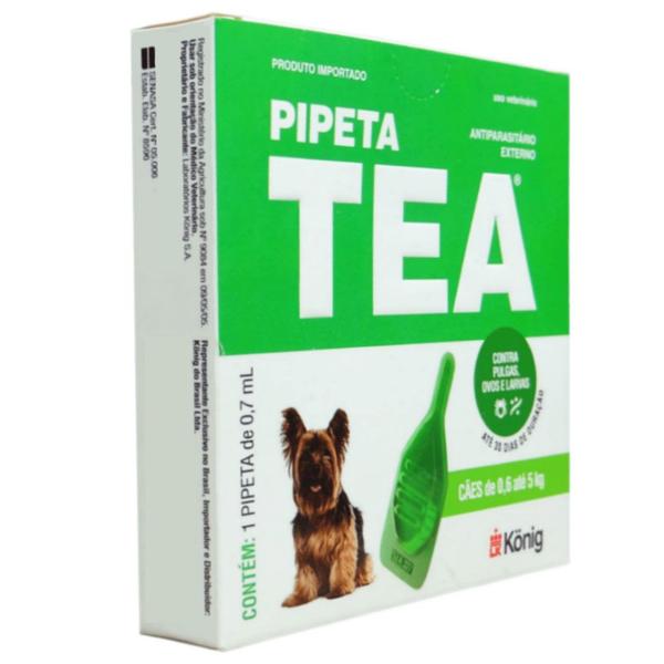 Imagem de Pipeta Tea 0,7ml Antiparasitário Contra Pulgas para Cães de 0,6 até 5 Kg - König Kit Com 4