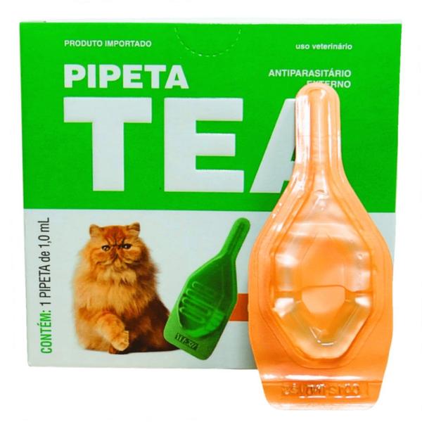 Imagem de Pipeta Tea 1,0 ml Antiparasitário Contra Pulgas para Gatos de 4,1 até 8 Kg - König Kit Com 2