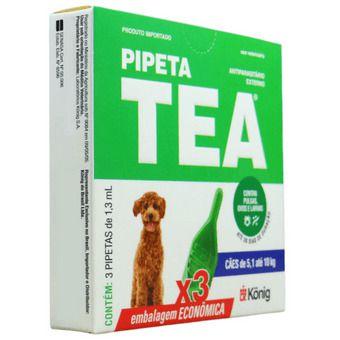 Imagem de Pipeta Tea 1,3 Ml Antiparasitário Contra Pulgas Para Cães De 5,1 Até 10 Kg Kit C/ 3 Unid. - König