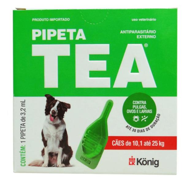 Imagem de Pipeta Tea 3,2ml Antiparasitário Contra Pulgas para Cães de 10,1 até 25 Kg - König Kit Com 2