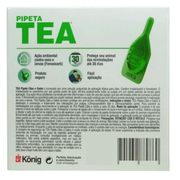 Imagem de Pipeta Tea 3,2ml Antiparasitário Contra Pulgas para Cães de 10,1 até 25 Kg - König Kit Com 4