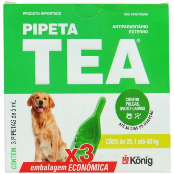 Imagem de Pipeta Tea 5 ml Antiparasitário Contra Pulgas P/ Cães de 25,1 até 40 Kg C/ 3 unid. Kit C/ 3 Cxs