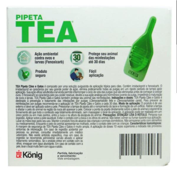 Imagem de Pipeta Tea 5 ml Antiparasitário Contra Pulgas para Cães de 25,1 até 40 Kg Kit C/ 3 unid. - König