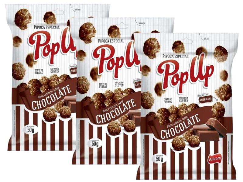 Imagem de Pipoca Chocolate Pop Up Bel 50g - 3unid