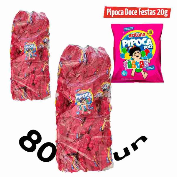 Imagem de Pipoca Doce Aritana Festas, Kit 2 Fardos, 80 Unidades De 20G