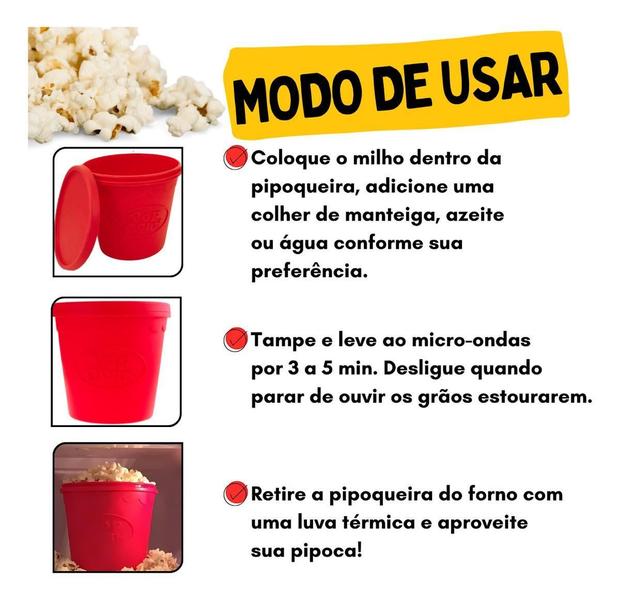 Imagem de Pipoqueira De Microondas Silicone Balde De Pipoca Sem Óleo