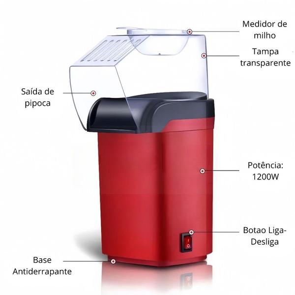 Imagem de Pipoqueira Elétrica Ar Quente Sem Oleo Vermelha 1200W 110V