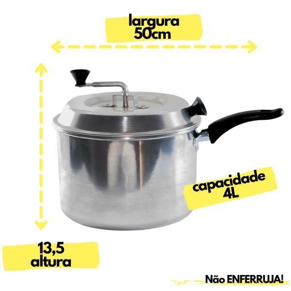 Imagem de Pipoqueira Panela Para Pipoca Doce E Sal Em Aluminio 4 L POP