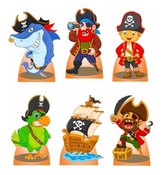 Imagem de Piratas Kit 6 Displays Totens Decoração Mesa Enfeites Festa