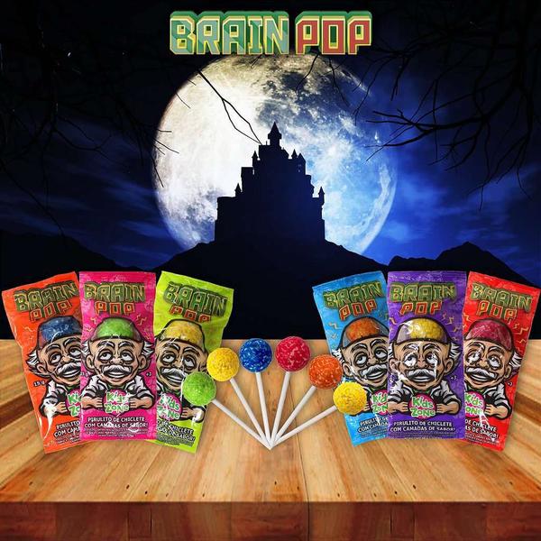 Pirulito Com Recheio De Chiclete Kids Brain Pop Kit com 6 - Kids Zone Imagem de Pirulito Com Recheio De Chiclete Kids Brain Pop Kit com 6