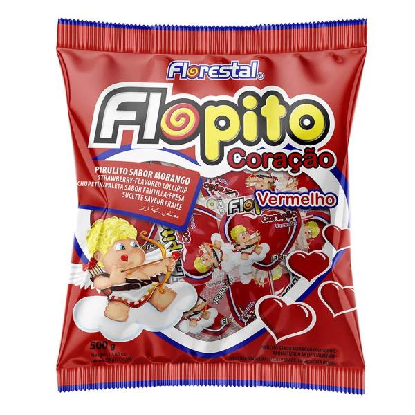 Imagem de Pirulito Coração Flopito Morango - 500g