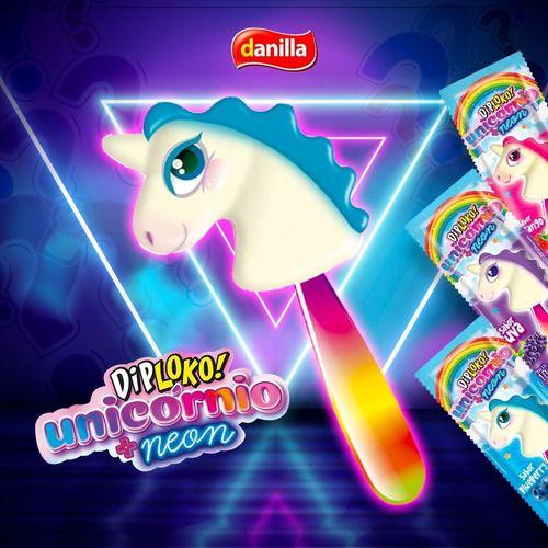 Imagem de Pirulito Dip Loko Neon Unicornio Brilha No Escuro 30un Diplo