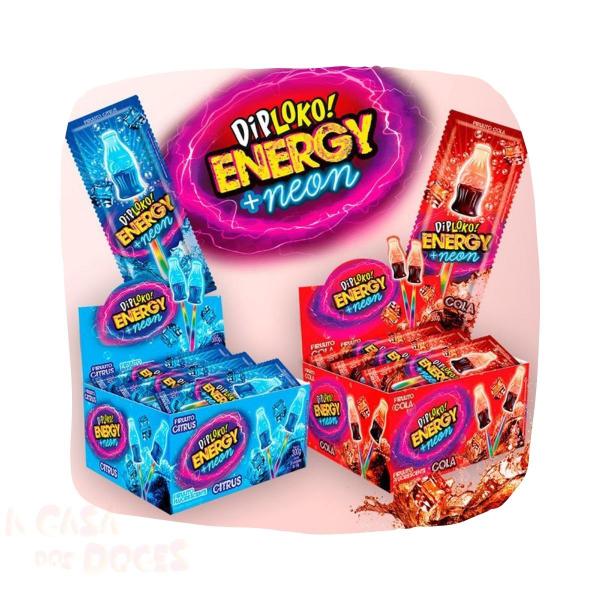 Pirulito Diploko Neon Energy Citrus - Danilla - Caixa c/30 und Imagem de Pirulito Diploko Neon Energy Citrus - Danilla - Caixa c/30 und