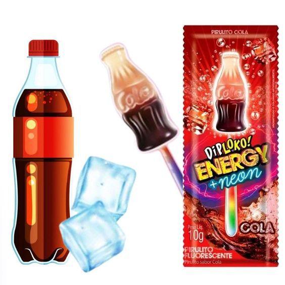 Imagem de Pirulito Energy Palitinho Fluorescente Sabor Cola 90 Un