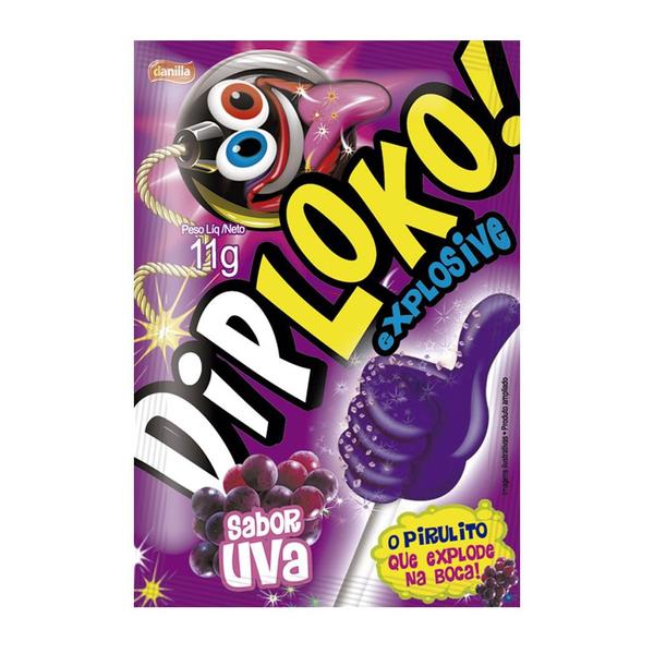 Pirulito Explode na Boca Uva Diploko - 165g - Danilla Imagem de Pirulito Explode na Boca Uva Diploko - 165g