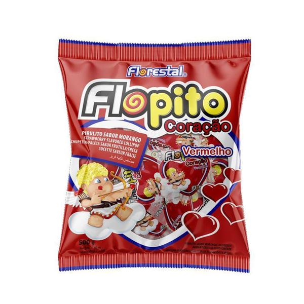 Imagem de Pirulito flopito coração florestal morango 500g