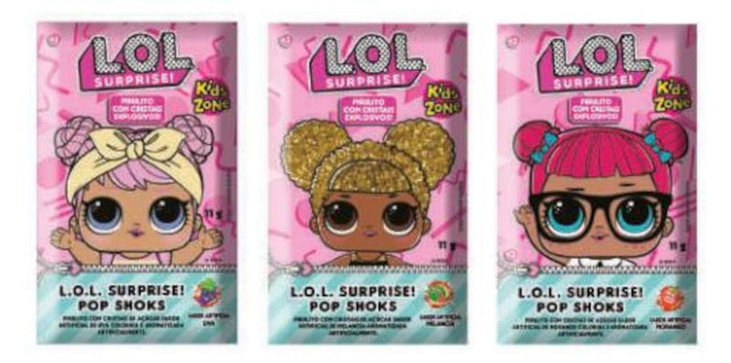 Pirulito Kids Lol Surprise Pop Shoks Kit com 3 Unidades - Kids Zone Imagem de Pirulito Kids Lol Surprise Pop Shoks Kit com 3 Unidades