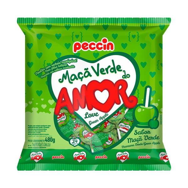 Imagem de Pirulito Maçã Verde do Amor 480Gr c/24 unid - Peccin