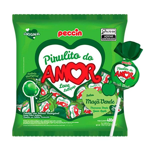 Imagem de Pirulito Maçã Verde do Amor 480Gr c/24 unid - Peccin