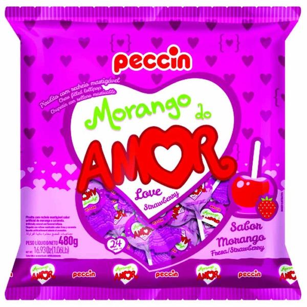 Imagem de Pirulito Morango do Amor 480g Peccin