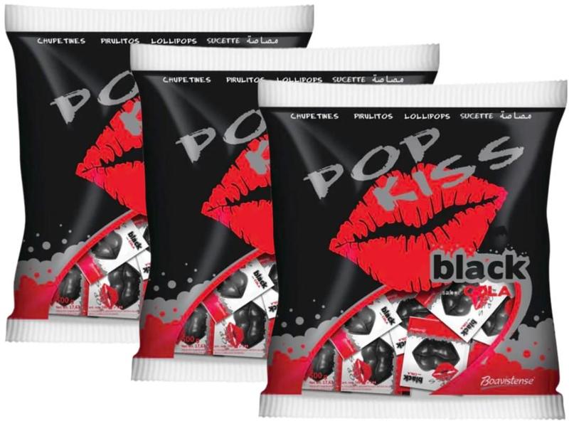 Imagem de Pirulito Pop Kiss Black Cola C/ 50un 500g - 3 Pacotes