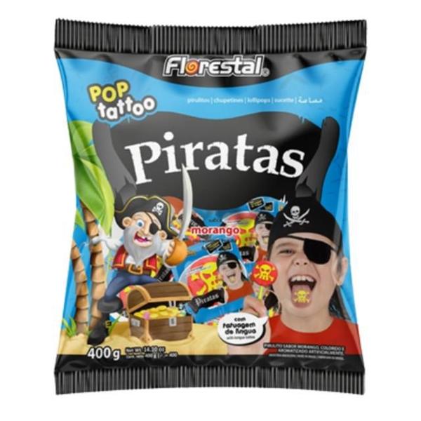 Imagem de Pirulito Pop Tattoo Piratas 400g Florestal