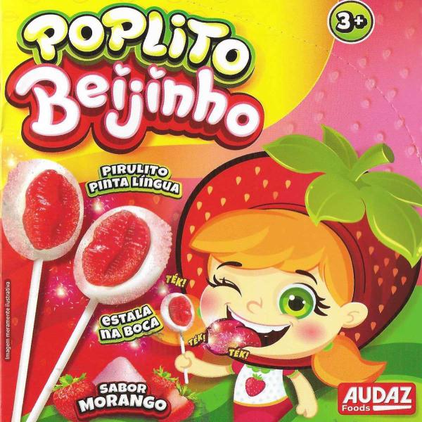 Imagem de Pirulito PopLito Beijinho Pinta Língua Display com 15