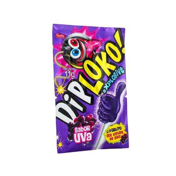 Imagem de Pirulito Sabor Uva Dip Loko com Pó que Explode na Boca 