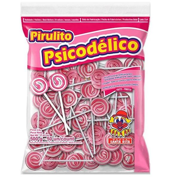 Imagem de Pirulito Santa Rita Psicodélico II Rosa - Pacote 500G