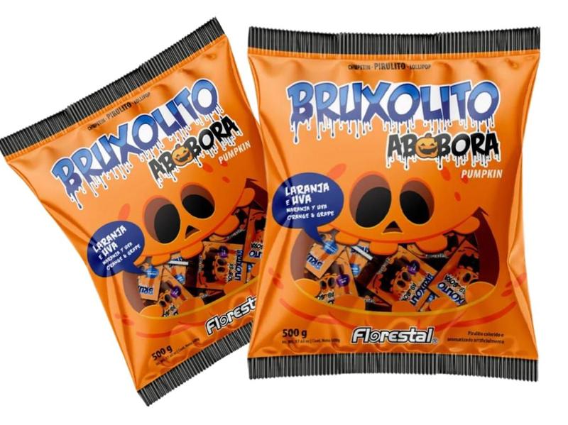 Imagem de Pirulito Tatuagem Bruxolito Abóbora Halloween 500g - 2 Pacotes