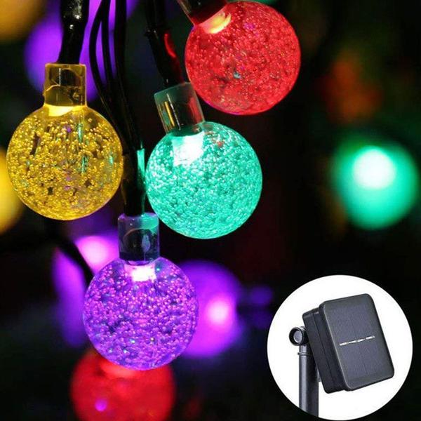 Imagem de Pisca 50 Lâmpadas Led Solar Lâmpadas Colorido 7m 8 Modos Decoração Enfeite Luzes Natal Externo