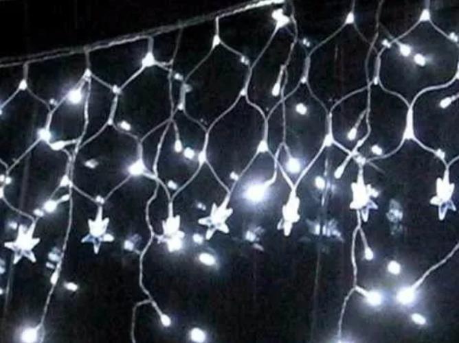 Imagem de Pisca Cascata 160 Leds Branco Estrela Na Ponta 8 Funções Fio